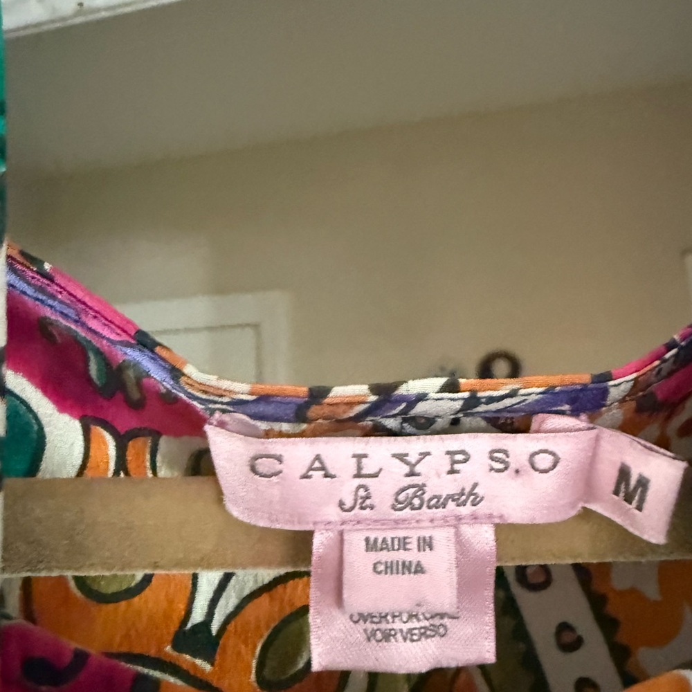 Calypso St. Barth Boho Silk Paisley Maxi Dress With Scarf - Picture 2 of 4